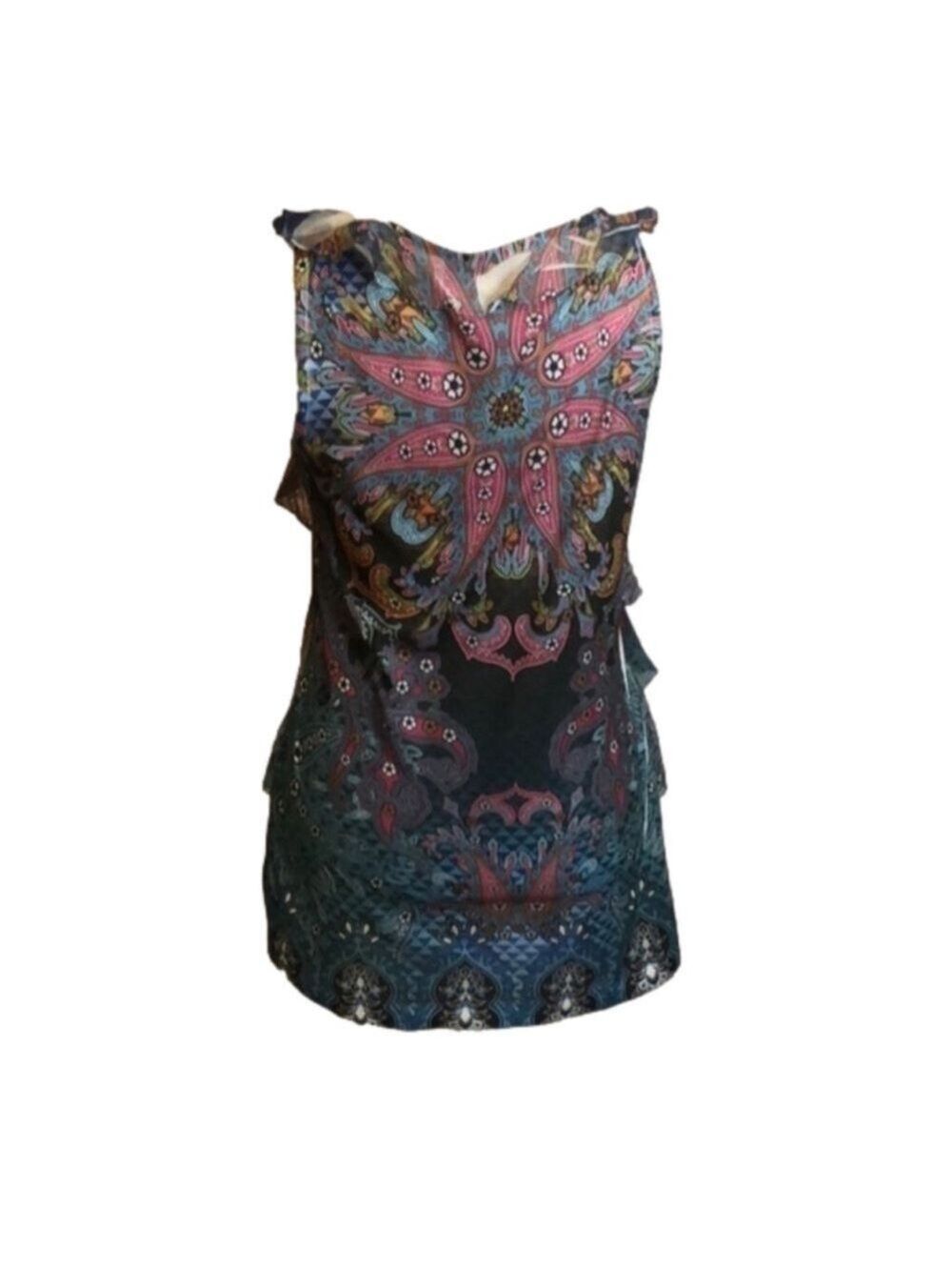 J.T.B. Fun Ruffled Colorful Tank Top Size Small - Picture 4 of 7